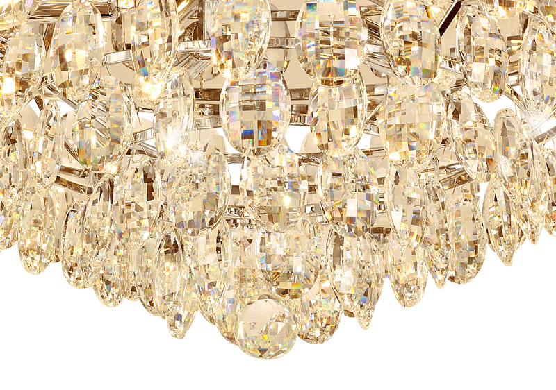 Load image into Gallery viewer, Diyas IL32817 Coniston Flush Ceiling, 6 Light E14, French Gold/Crystal
