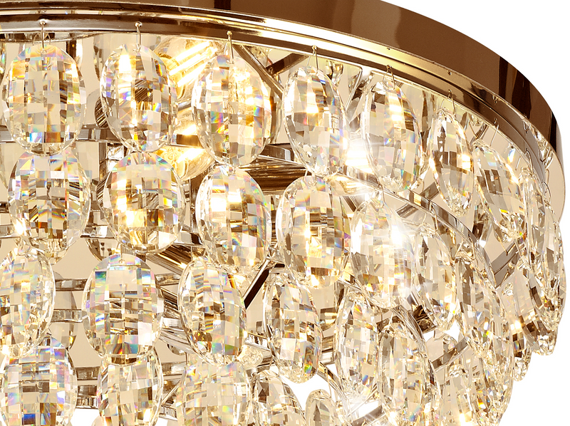 Load image into Gallery viewer, Diyas IL32817 Coniston Flush Ceiling, 6 Light E14, French Gold/Crystal
