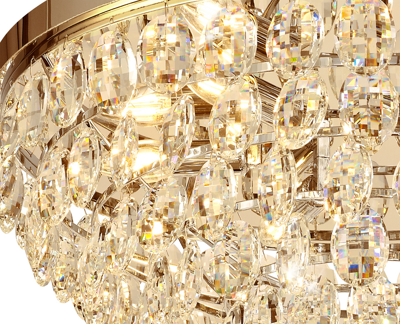 Load image into Gallery viewer, Diyas IL32817 Coniston Flush Ceiling, 6 Light E14, French Gold/Crystal
