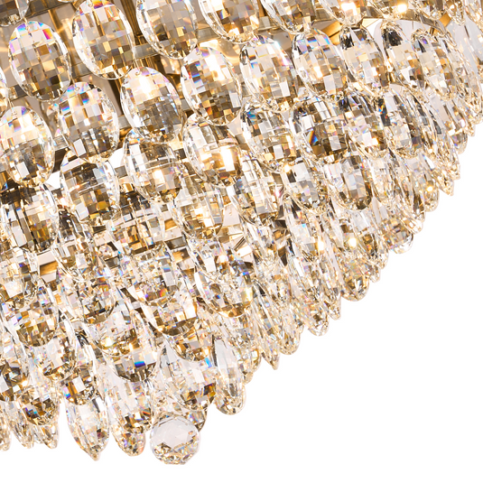 Diyas IL32818AB Coniston Flush Ceiling, 12 Light E14, Antique Brass/Crystal Item Weight: 24.3kg - 60955