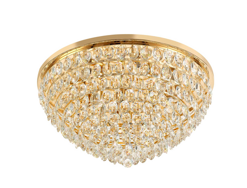Diyas IL32818 Coniston Flush Ceiling, 12 Light E14, French Gold/Crystal