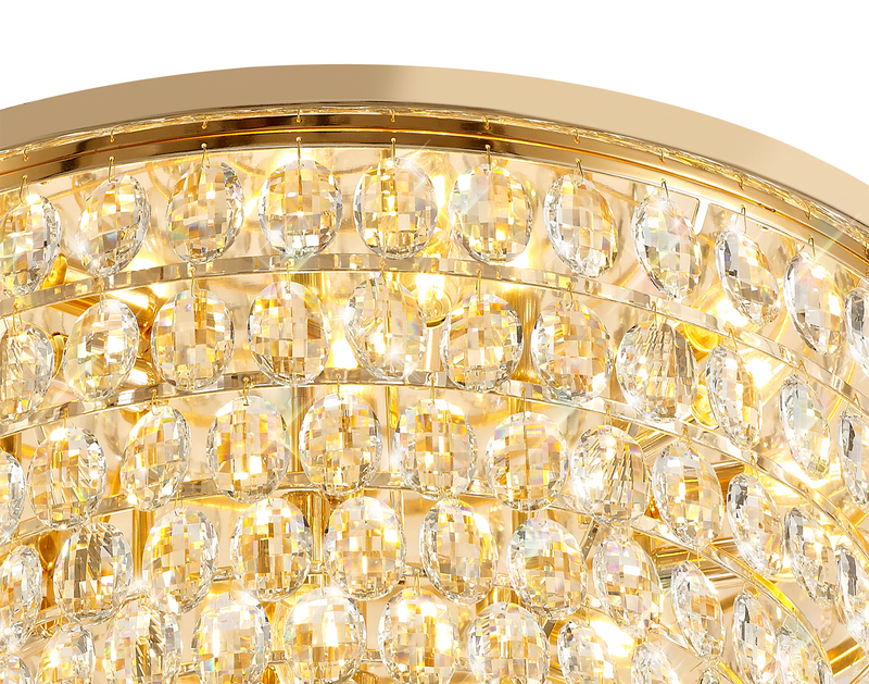 Load image into Gallery viewer, Diyas IL32818 Coniston Flush Ceiling, 12 Light E14, French Gold/Crystal
