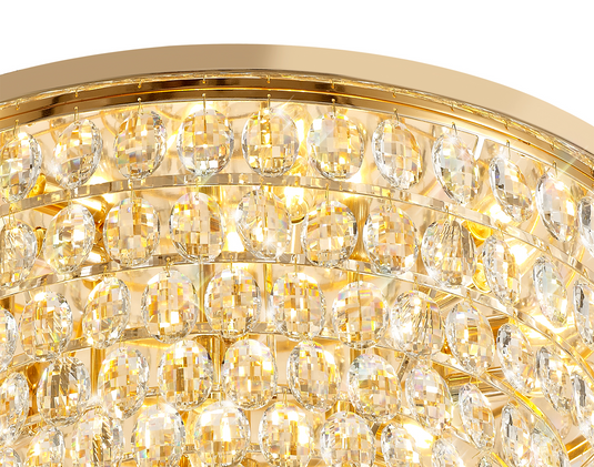 Diyas IL32818 Coniston Flush Ceiling, 12 Light E14, French Gold/Crystal