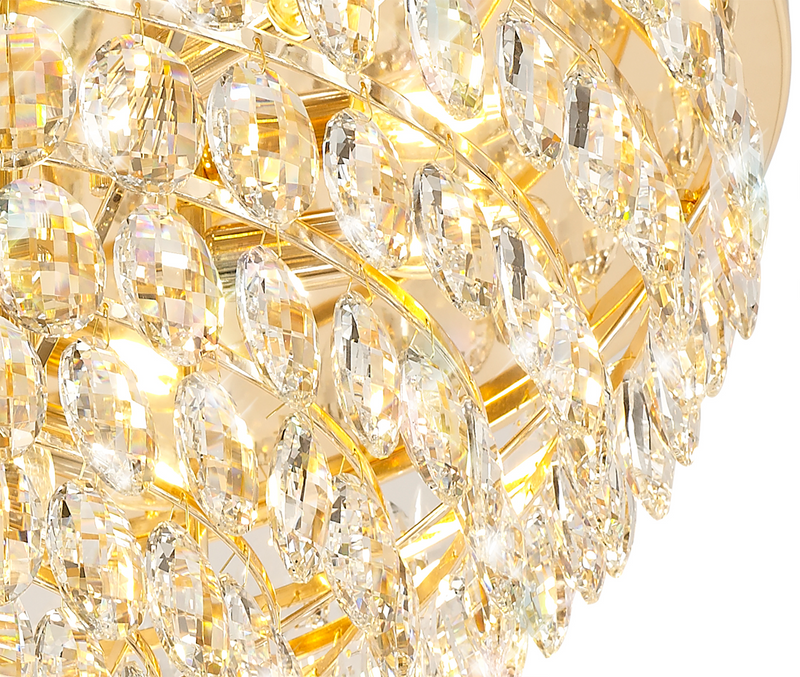 Load image into Gallery viewer, Diyas IL32818 Coniston Flush Ceiling, 12 Light E14, French Gold/Crystal
