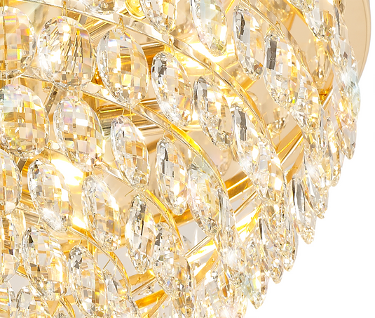 Diyas IL32818 Coniston Flush Ceiling, 12 Light E14, French Gold/Crystal
