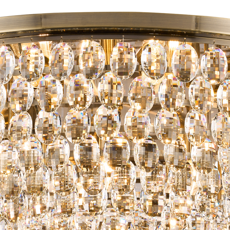 Load image into Gallery viewer, Diyas IL32819AB Coniston Flush Ceiling, 15 Light E14, Antique Brass/Crystal Item Weight: 35.4kg - 60958
