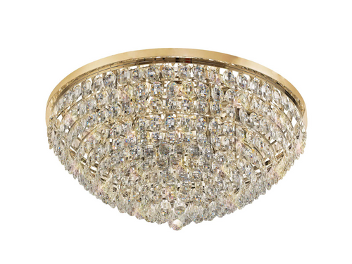 Diyas IL32819 Coniston Flush Ceiling, 15 Light E14, French Gold/Crystal