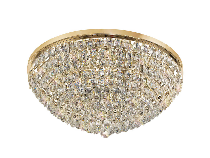 Load image into Gallery viewer, Diyas IL32819 Coniston Flush Ceiling, 15 Light E14, French Gold/Crystal
