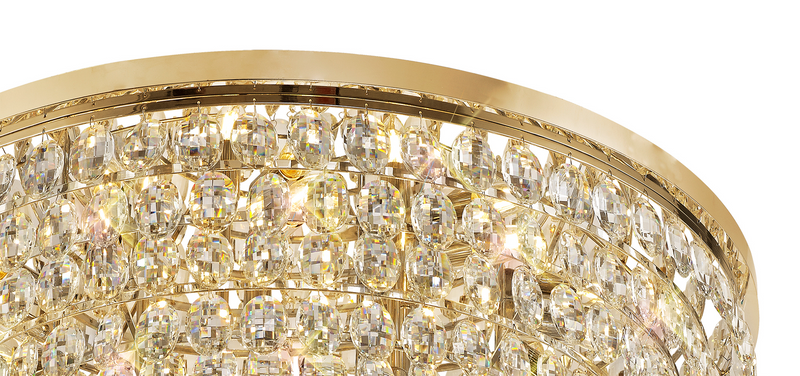 Load image into Gallery viewer, Diyas IL32819 Coniston Flush Ceiling, 15 Light E14, French Gold/Crystal
