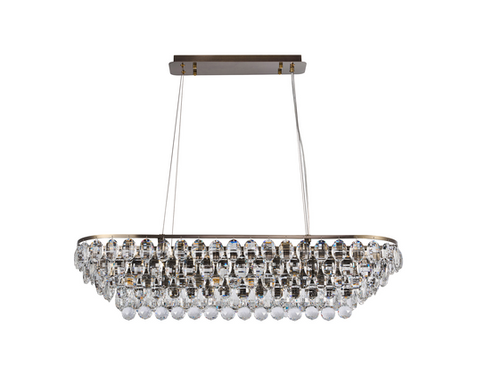 Diyas IL32821AB Coniston Linear Pendant, 8 Light E14, Antique Brass/Crystal Item Weight: 15.7kg - 60952