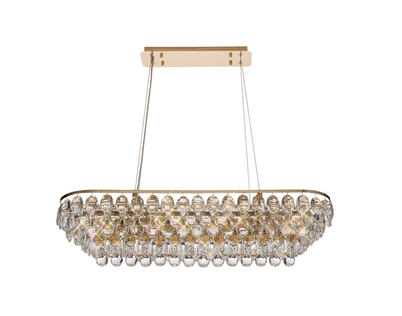 Load image into Gallery viewer, Diyas IL32821 Coniston Linear Pendant, 8 Light E14, French Gold/Crystal
