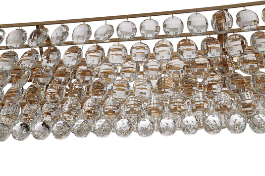 Diyas IL32821 Coniston Linear Pendant, 8 Light E14, French Gold/Crystal