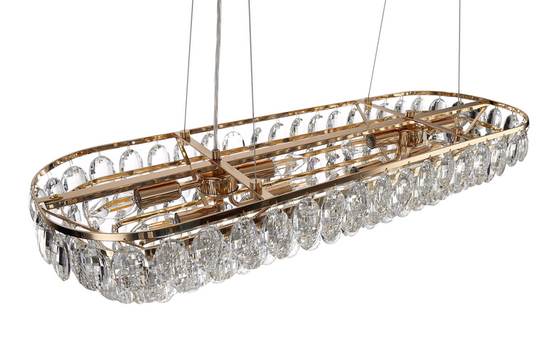 Load image into Gallery viewer, Diyas IL32821 Coniston Linear Pendant, 8 Light E14, French Gold/Crystal
