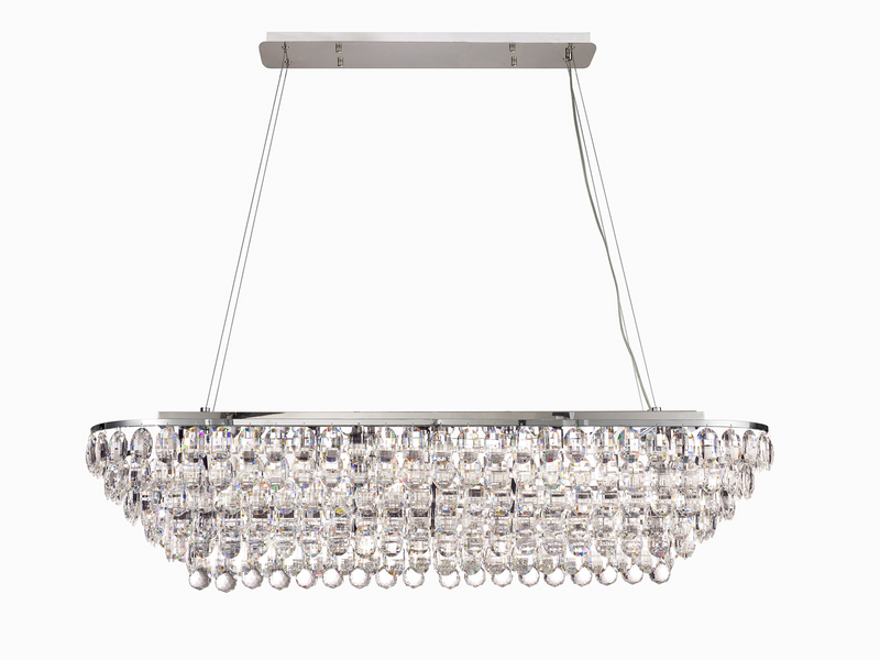 Load image into Gallery viewer, Diyas IL32822 Coniston Linear Pendant, 14 Light E14, Polished Chrome/Crystal
