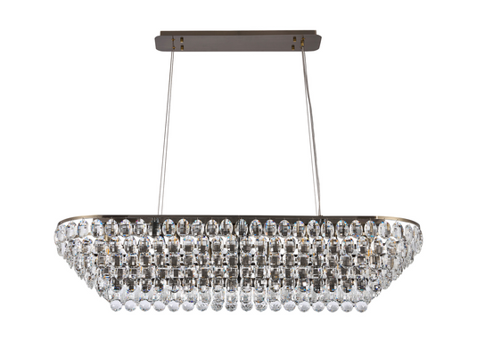 Diyas IL32823AB Coniston Linear Pendant, 14 Light E14, Antique Brass/Crystal Item Weight: 26.3kg - 60957