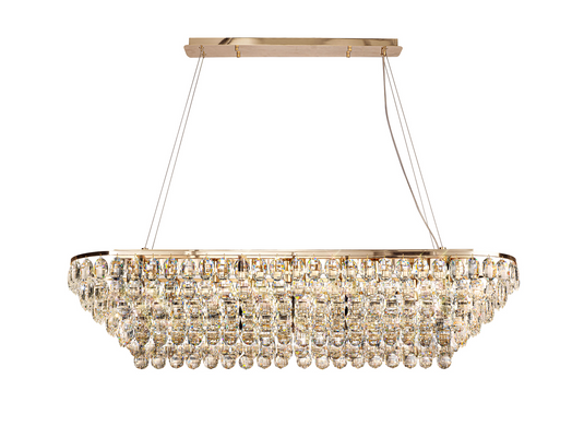 Diyas IL32823 Coniston Linear Pendant, 14 Light E14, French Gold/Crystal