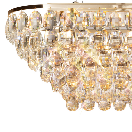 Diyas IL32823 Coniston Linear Pendant, 14 Light E14, French Gold/Crystal