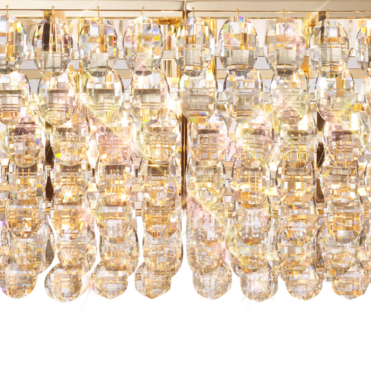 Diyas IL32823 Coniston Linear Pendant, 14 Light E14, French Gold/Crystal