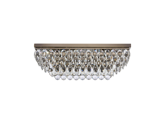 Diyas IL32826AB Coniston Linear Flush Ceiling, 5 Light E14, Antique Brass/Crystal - 60951