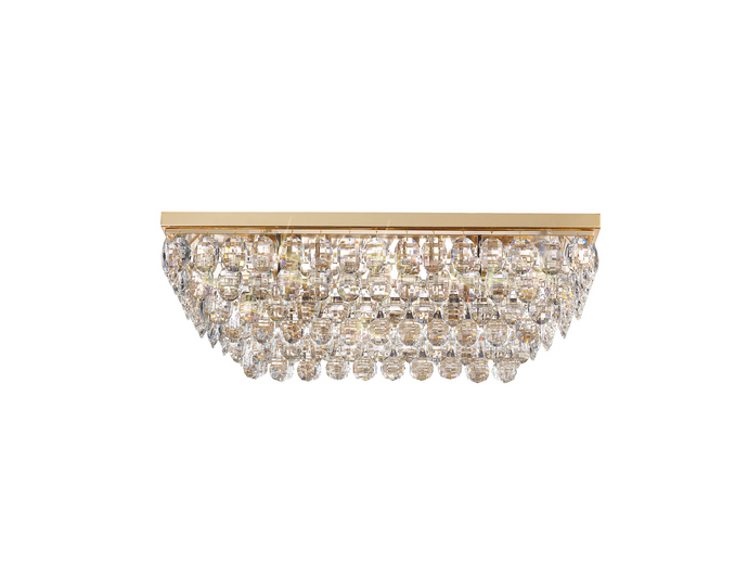 Diyas IL32826 Coniston Linear Flush Ceiling, 5 Light E14, French Gold/Crystal