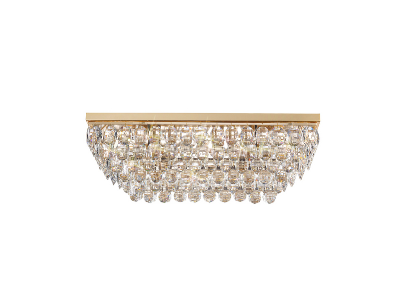 Load image into Gallery viewer, Diyas IL32826 Coniston Linear Flush Ceiling, 5 Light E14, French Gold/Crystal
