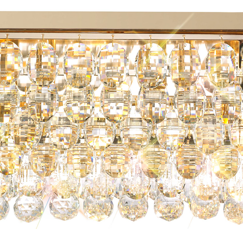 Load image into Gallery viewer, Diyas IL32826 Coniston Linear Flush Ceiling, 5 Light E14, French Gold/Crystal
