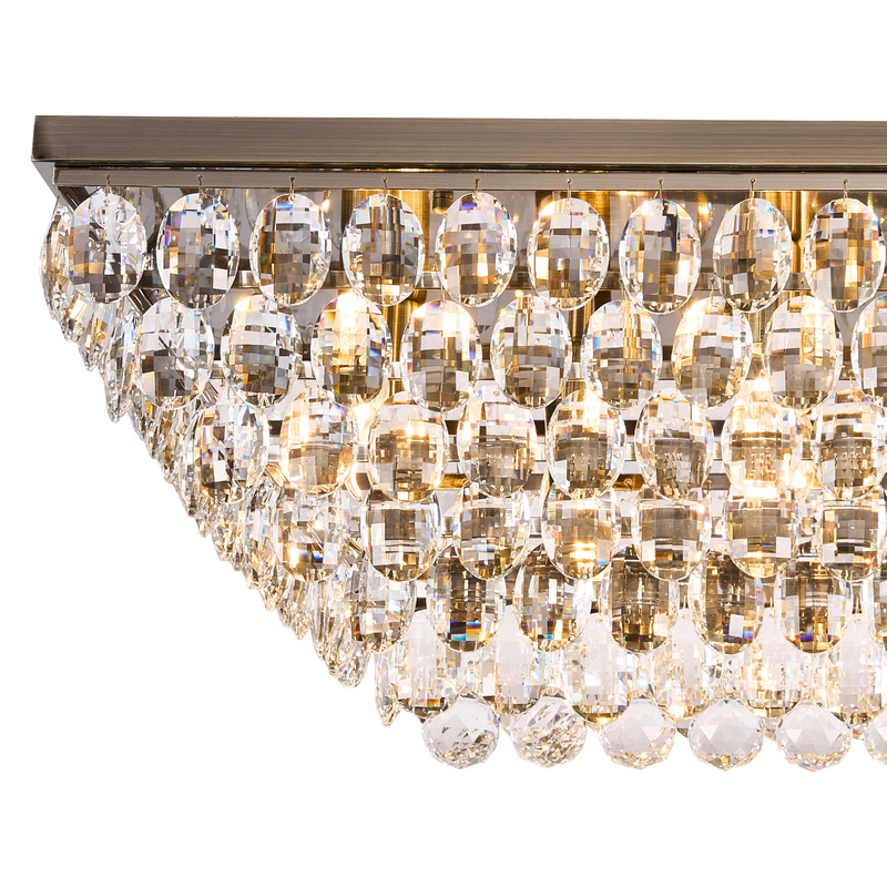 Load image into Gallery viewer, Diyas IL32827AB Coniston Linear Flush Ceiling, 11 Light E14, Antique Brass/Crystal Item Weight: 21.8kg - 60954

