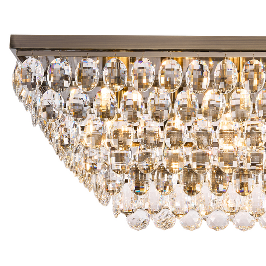 Diyas IL32827AB Coniston Linear Flush Ceiling, 11 Light E14, Antique Brass/Crystal Item Weight: 21.8kg - 60954