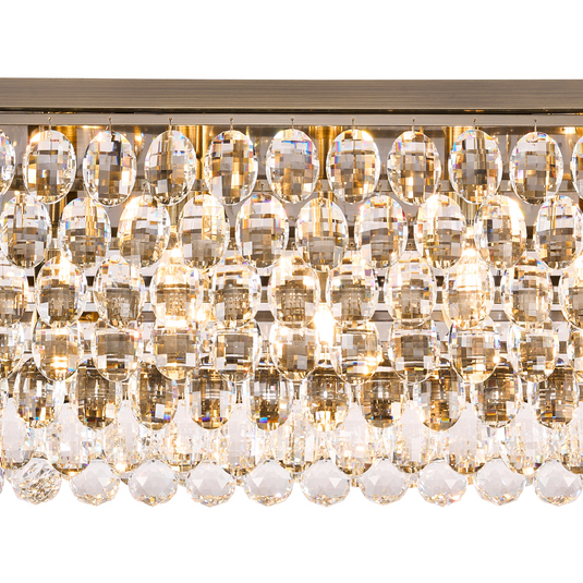 Diyas IL32827AB Coniston Linear Flush Ceiling, 11 Light E14, Antique Brass/Crystal Item Weight: 21.8kg - 60954