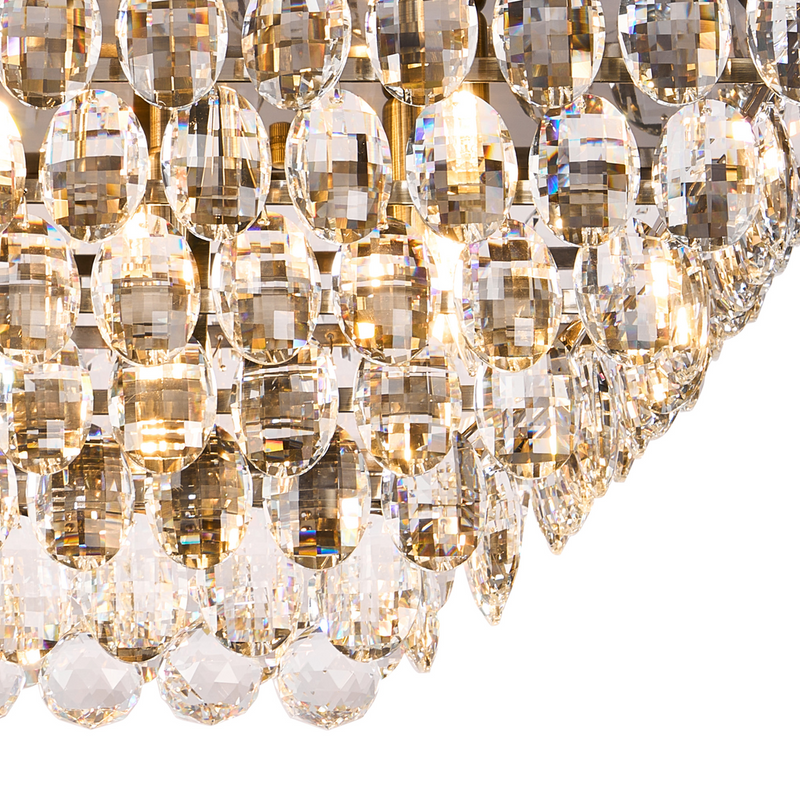 Load image into Gallery viewer, Diyas IL32827AB Coniston Linear Flush Ceiling, 11 Light E14, Antique Brass/Crystal Item Weight: 21.8kg - 60954
