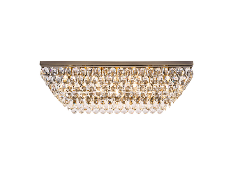 Load image into Gallery viewer, Diyas IL32827AB Coniston Linear Flush Ceiling, 11 Light E14, Antique Brass/Crystal Item Weight: 21.8kg - 60954
