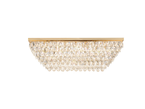 Diyas IL32823 Coniston Linear Flush Ceiling, 11 Light E14, French Gold/Crystal
