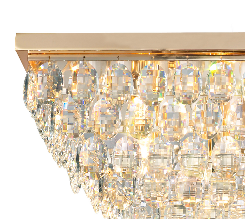 Load image into Gallery viewer, Diyas IL32823 Coniston Linear Flush Ceiling, 11 Light E14, French Gold/Crystal
