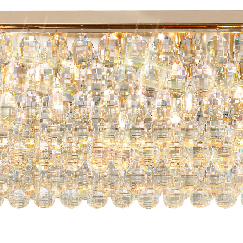 Load image into Gallery viewer, Diyas IL32823 Coniston Linear Flush Ceiling, 11 Light E14, French Gold/Crystal
