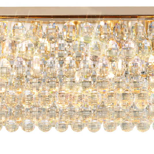 Diyas IL32823 Coniston Linear Flush Ceiling, 11 Light E14, French Gold/Crystal