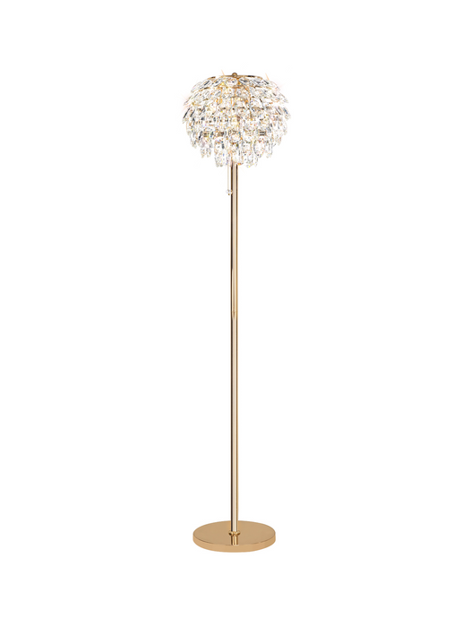 Diyas IL32837 Coniston Floor Lamp, 3 Light E14, French Gold/Crystal