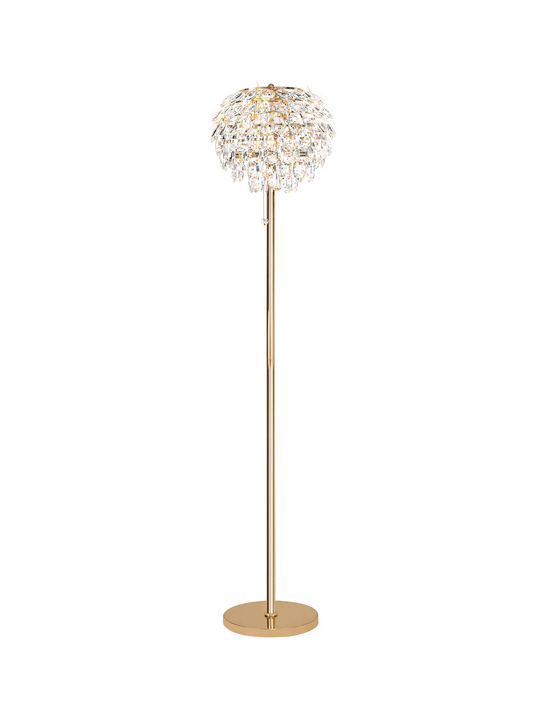 Diyas IL32837 Coniston Floor Lamp, 3 Light E14, French Gold/Crystal