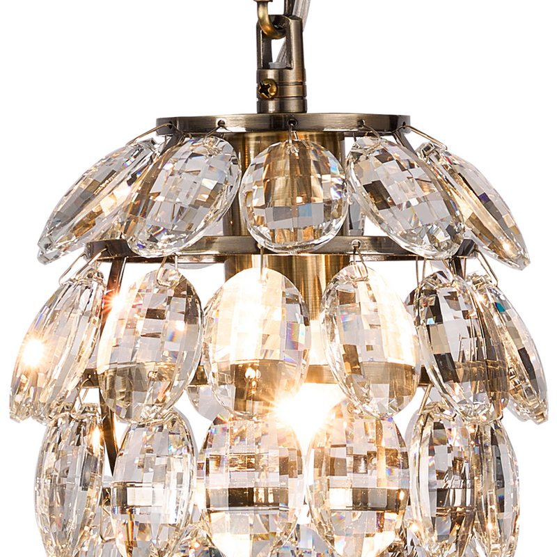 Load image into Gallery viewer, Diyas IL32839AB Coniston Pendant 5 Layer, 1 Light E27, Antique Brass/Crystal - 60943
