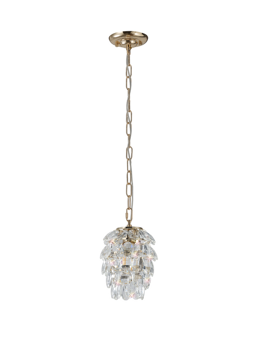 Diyas IL32839 Coniston Pendant 5 Layer, 1 Light E27, French Gold/Crystal