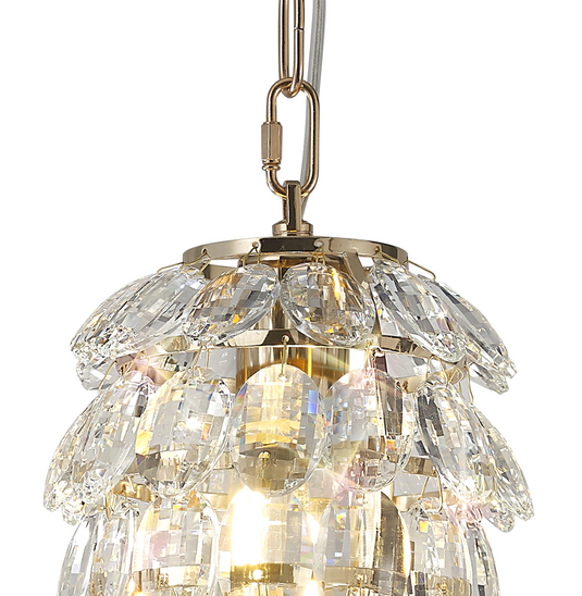 Diyas IL32839 Coniston Pendant 5 Layer, 1 Light E27, French Gold/Crystal