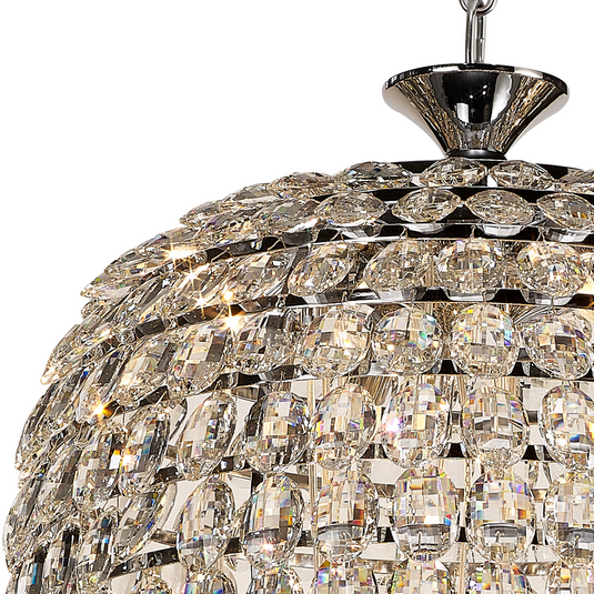 Diyas IL32847 Coniston Tall Acorn Pendant, 20 Light E14, Polished Chrome/Crystal