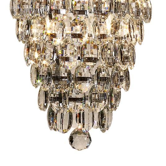 Diyas IL32847 Coniston Tall Acorn Pendant, 20 Light E14, Polished Chrome/Crystal