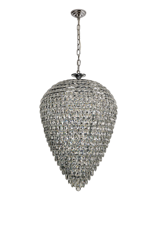 Diyas IL32848 Coniston Tall Acorn Pendant, 25 Light E14, Polished Chrome/Crystal