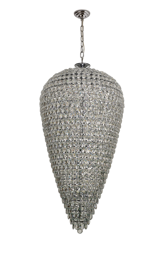 Diyas IL32849 Coniston Tall Acorn Pendant, 30 Light E14, Polished Chrome/Crystal