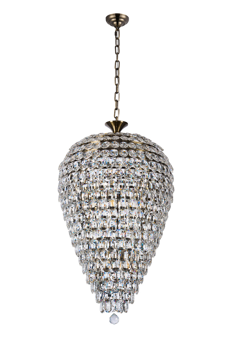 Load image into Gallery viewer, Diyas IL32886AB Coniston Acorn Pendant, 16 Light E14, Antique Brass/Crystal, Item Weight: 40.60kg - 60959
