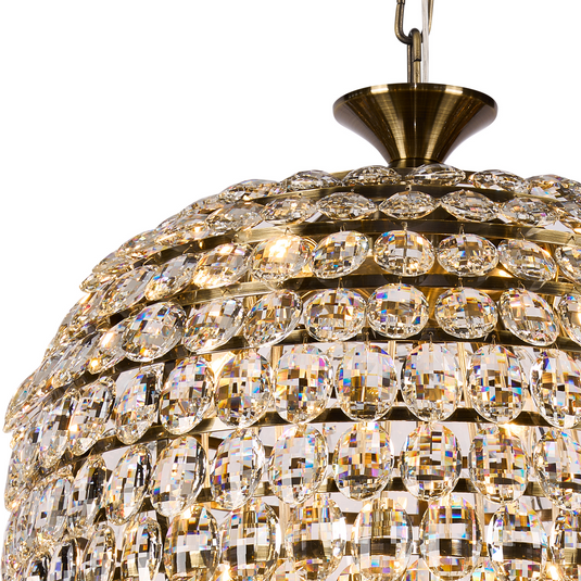 Diyas IL32886AB Coniston Acorn Pendant, 16 Light E14, Antique Brass/Crystal, Item Weight: 40.60kg - 60959