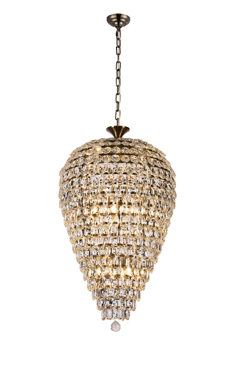 Load image into Gallery viewer, Diyas IL32886AB Coniston Acorn Pendant, 16 Light E14, Antique Brass/Crystal, Item Weight: 40.60kg - 60959

