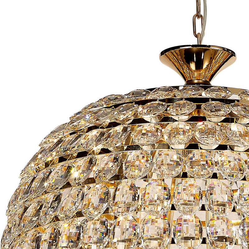 Load image into Gallery viewer, Diyas IL32886 Coniston Tall Acorn Pendant, 16 Light E14, French Gold/Crystal
