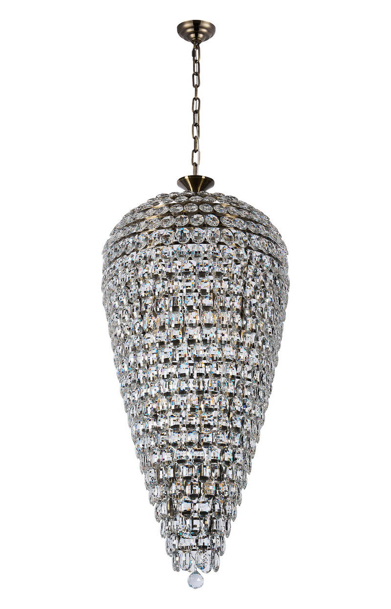 Load image into Gallery viewer, Diyas IL32887AB Coniston Tall Acorn Pendant, 20 Light E14, Antique Brass/Crystal, Item Weight: 48.30kg - 60961
