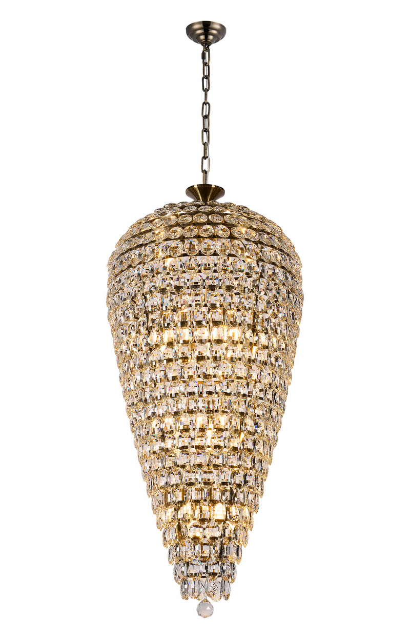 Load image into Gallery viewer, Diyas IL32887AB Coniston Tall Acorn Pendant, 20 Light E14, Antique Brass/Crystal, Item Weight: 48.30kg - 60961
